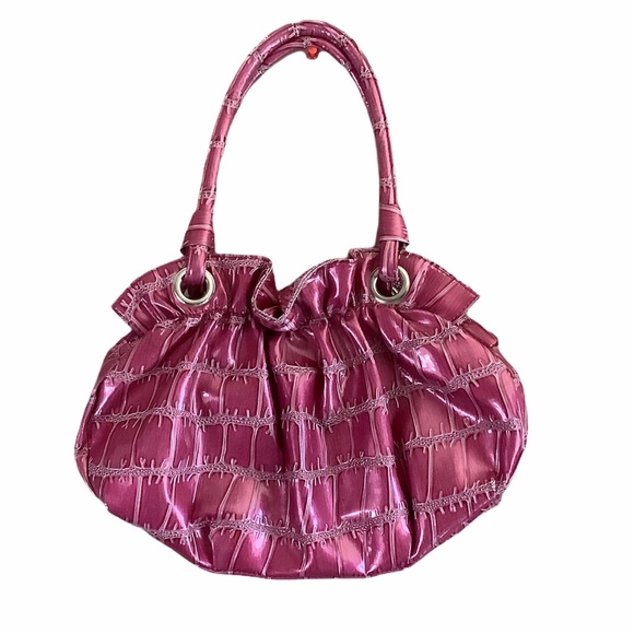 Womens Pink Faux Reptile Patent Leather Hobo Bag - Picture 9 of 12